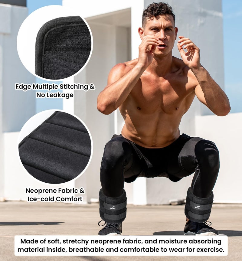 JORICY Ankle Weights A Pair of 1/2/3/4/6/8/10/12/20 LBS Wrist Leg Arm Weights for Women Men with Adjustable Straps, Strength weighted for Physical Therapy Running Walking Fitness Gym Workout - Image 3